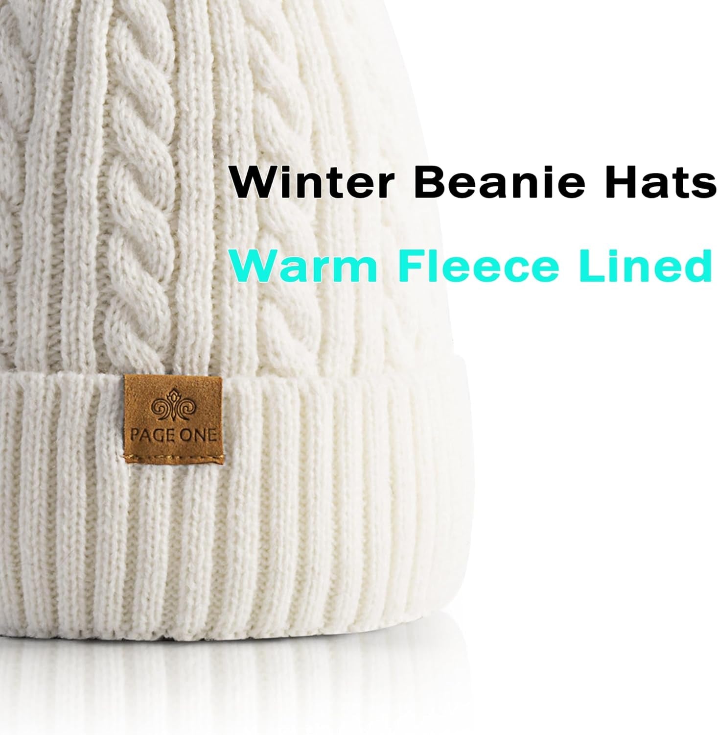 Women Winter Pom Pom Beanie Hats Warm Fleece Lined,Chunky Trendy Cute Chenille Knit Twist Cap